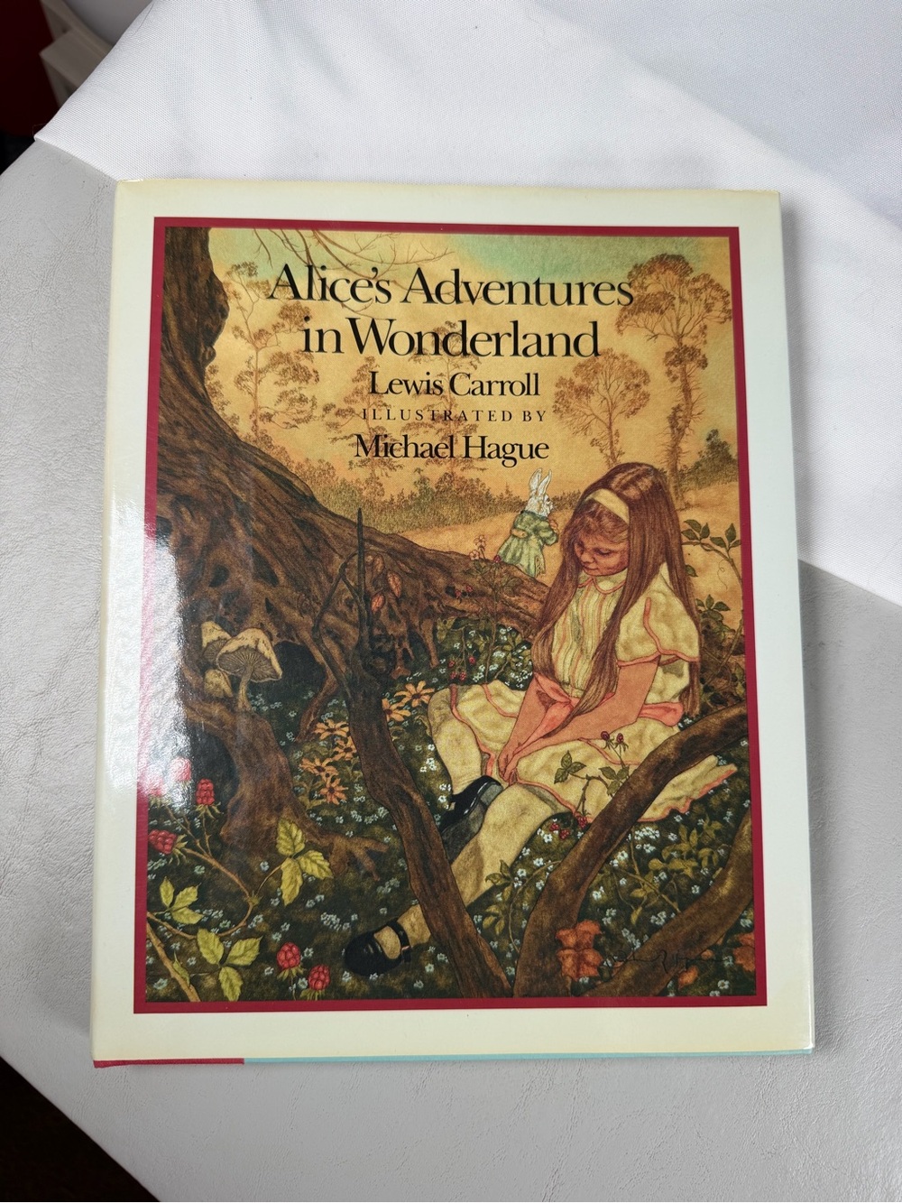 Alice's Adventures in Wonderland Illustrated Hardcover - Cream/Red